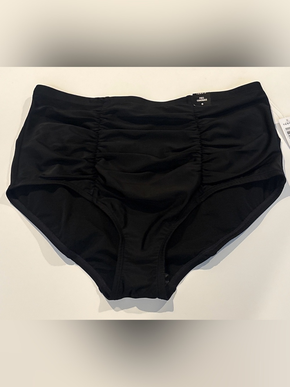 Torrid High Waisted Ruched Swim Bottom Black Sz 0 NEW